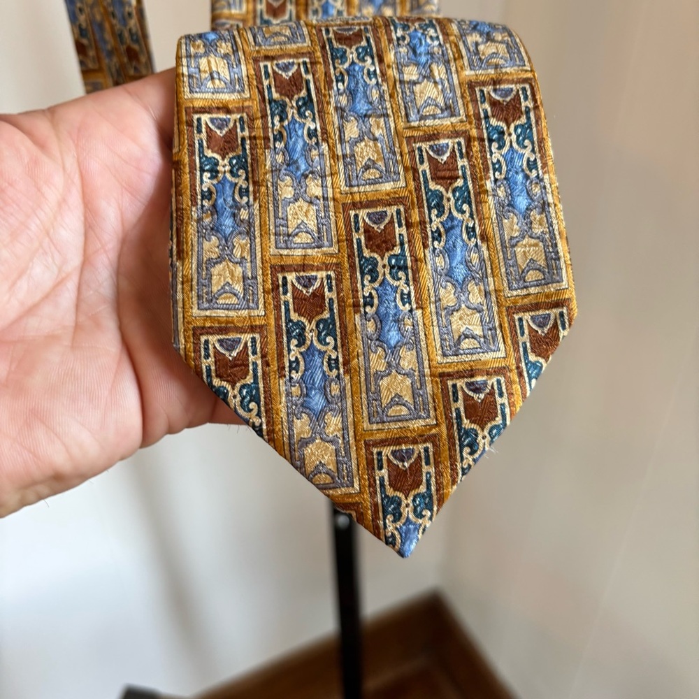 Ermenegildo Zegna Bronze Architecture Window Luxury Silk Tie 59” Long 4” Wide - Picture 3 of 8
